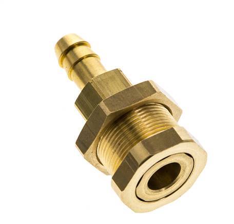 Acoplamiento de aire de latón DN 5 Enchufe de manguera de 8 mm Mampara de pilar Pull-Off Cierre doble