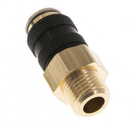 Acoplamiento de aire de latón DN 5 Negro Enchufe G 1/4 pulgada Macho Doble Cierre