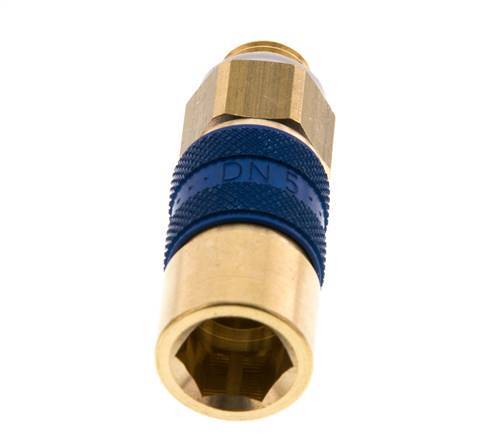 Acoplamiento de aire de latón DN 5 codificado en azul G 1/8 pulgadas macho