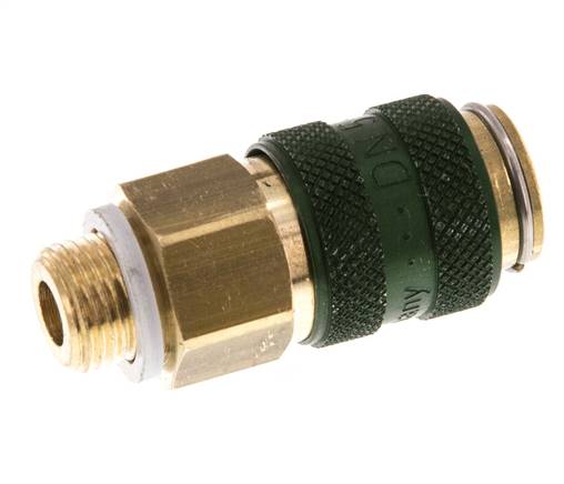Latón DN 5 Verde Acoplamiento de aire Toma G 1/8 pulgada Macho