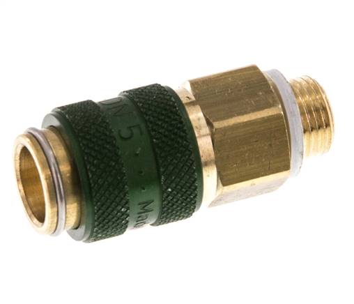 Latón DN 5 Verde Acoplamiento de aire Toma G 1/8 pulgada Macho