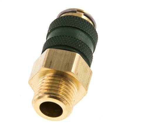 Latón DN 5 Verde Acoplamiento de Aire Enchufe G 1/4 pulgada Macho Doble Cierre