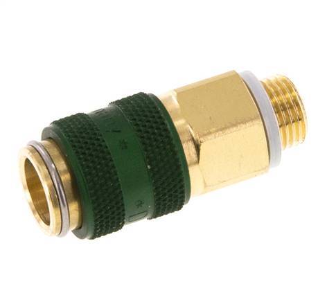 Latón DN 5 Verde Acoplamiento de Aire Enchufe G 1/8 pulgadas Macho Doble Cierre