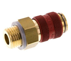 Latón DN 5 Rojo Acoplamiento de aire Enchufe G 1/4 pulgada Macho