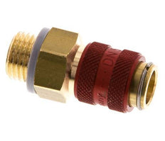Latón DN 5 Rojo Acoplamiento de aire Enchufe G 1/4 pulgada Macho