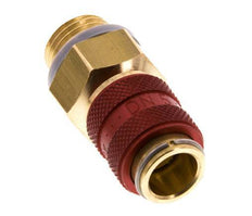 Latón DN 5 Rojo Acoplamiento de aire Enchufe G 1/4 pulgada Macho