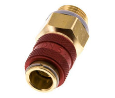 Latón DN 5 Rojo Acoplamiento de aire Enchufe G 1/4 pulgada Macho
