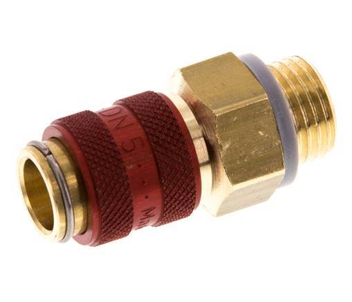 Latón DN 5 Rojo Acoplamiento de aire Enchufe G 1/4 pulgada Macho