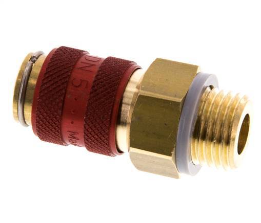 Latón DN 5 Rojo Acoplamiento de aire Enchufe G 1/4 pulgada Macho