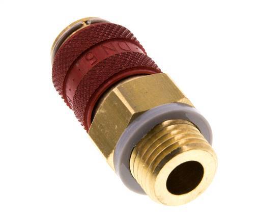 Latón DN 5 Rojo Acoplamiento de aire Enchufe G 1/4 pulgada Macho