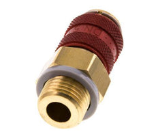 Latón DN 5 Rojo Acoplamiento de aire Enchufe G 1/4 pulgada Macho