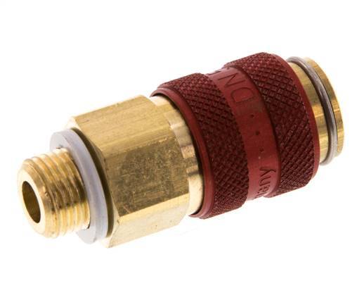 Latón DN 5 Rojo Acoplamiento de aire Enchufe G 1/8 pulgadas Macho