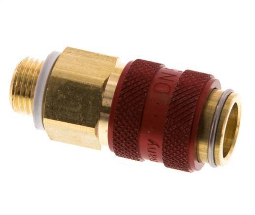 Latón DN 5 Rojo Acoplamiento de aire Enchufe G 1/8 pulgadas Macho
