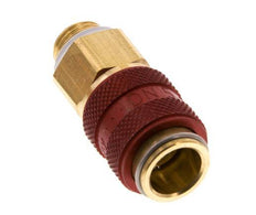 Latón DN 5 Rojo Acoplamiento de aire Enchufe G 1/8 pulgadas Macho