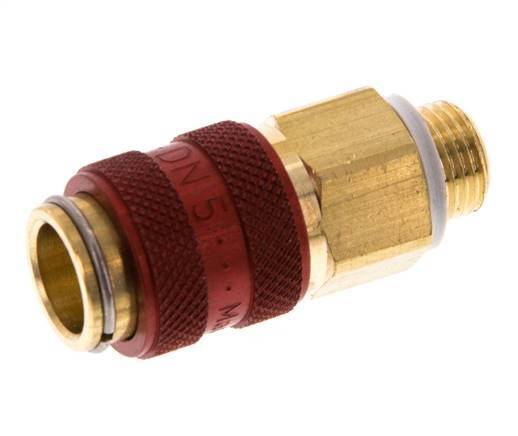 Latón DN 5 Rojo Acoplamiento de aire Enchufe G 1/8 pulgadas Macho