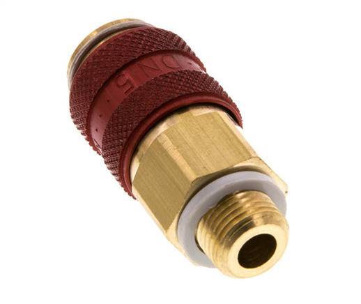 Latón DN 5 Rojo Acoplamiento de aire Enchufe G 1/8 pulgadas Macho