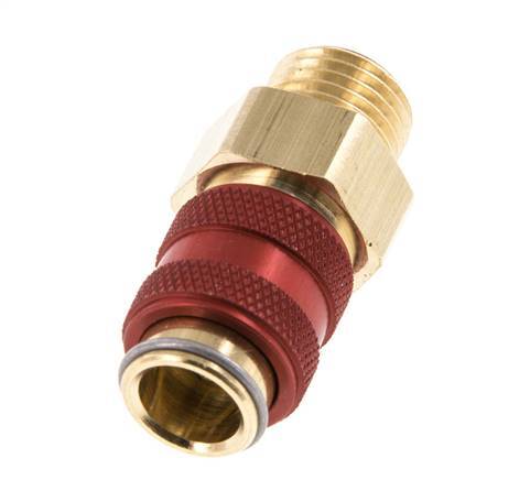 Latón DN 5 Rojo Acoplamiento de Aire Enchufe G 1/4 pulgada Macho Doble Cierre