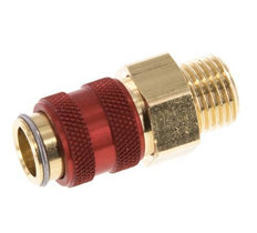 Latón DN 5 Rojo Acoplamiento de Aire Enchufe G 1/4 pulgada Macho Doble Cierre