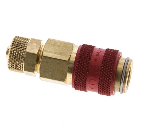 Tuerca de racor de latón DN 5 rojo 4x6 mm