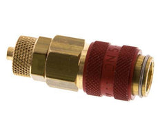 Latón DN 5 Rojo Acoplamiento de Aire Toma 4x6 mm Tuerca de Unión Doble Cierre