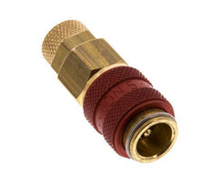 Latón DN 5 Rojo Acoplamiento de Aire Toma 4x6 mm Tuerca de Unión Doble Cierre