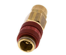 Latón DN 5 Rojo Acoplamiento de Aire Toma 4x6 mm Tuerca de Unión Doble Cierre