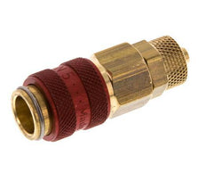 Latón DN 5 Rojo Acoplamiento de Aire Toma 4x6 mm Tuerca de Unión Doble Cierre