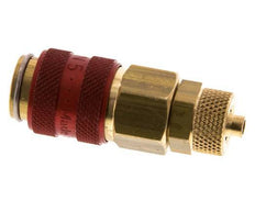 Latón DN 5 Rojo Acoplamiento de Aire Toma 4x6 mm Tuerca de Unión Doble Cierre