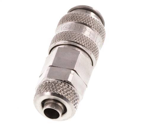 Acero inoxidable 316L DN 5 Racor de acoplamiento neumático Tuerca de unión 6x8 mm Doble cierre