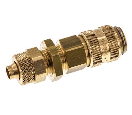 Acoplamiento de aire de latón DN 5 Tuerca de unión 6x8 mm Pasamuros
