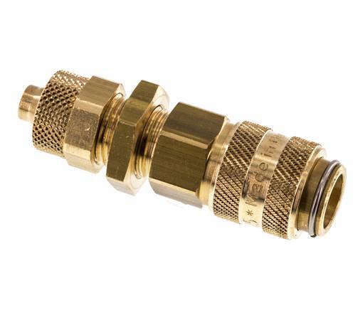 Acoplamiento de aire de latón DN 5 Tuerca de unión 6x8 mm Pasamuros