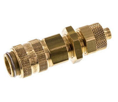 Acoplamiento de aire de latón DN 5 Tuerca de unión 6x8 mm Pasamuros