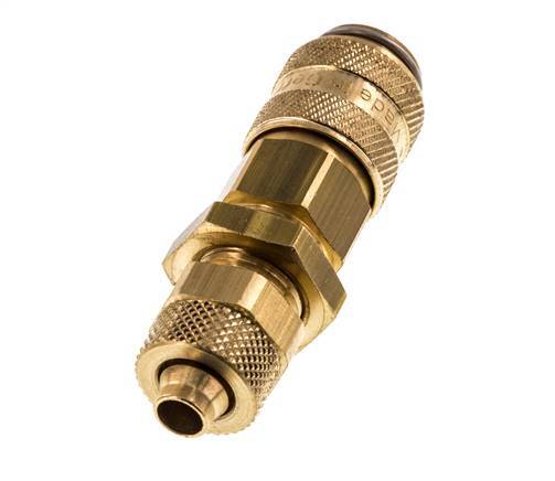 Acoplamiento de aire de latón DN 5 Tuerca de unión 6x8 mm Pasamuros