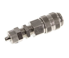 Latón niquelado DN 5 Racor de acoplamiento de aire 4x6 mm Tuerca de unión Pasamuros