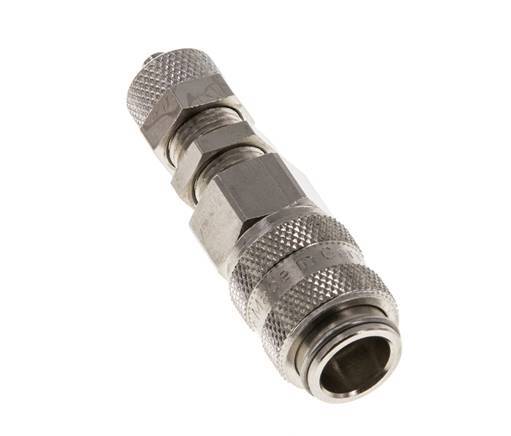 Latón niquelado DN 5 Racor de acoplamiento de aire 4x6 mm Tuerca de unión Pasamuros