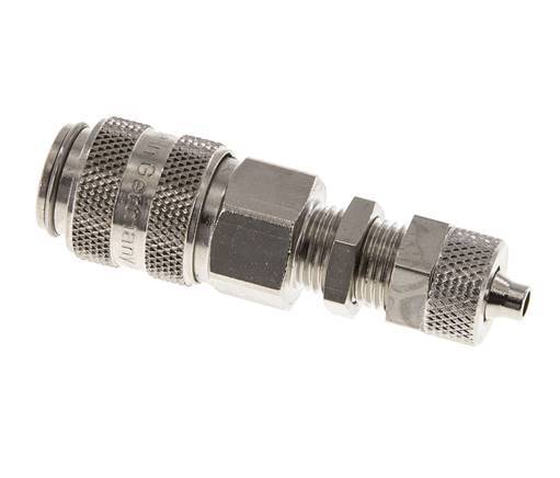 Latón niquelado DN 5 Racor de acoplamiento de aire 4x6 mm Tuerca de unión Pasamuros