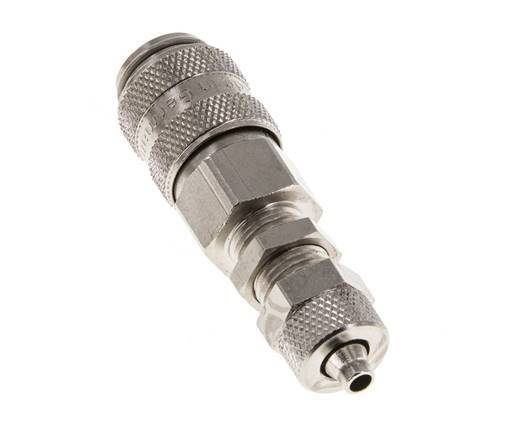 Latón niquelado DN 5 Racor de acoplamiento de aire 4x6 mm Tuerca de unión Pasamuros
