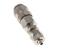 Latón niquelado DN 5 Racor de acoplamiento de aire 4x6 mm Tuerca de unión Pasamuros