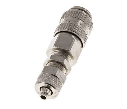 Latón niquelado DN 5 Racor de acoplamiento de aire 4x6 mm Tuerca de unión Pasamuros
