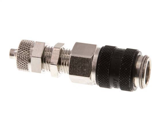 Latón niquelado DN 5 Negro Racor de acoplamiento de aire 4x6 mm Tuerca de unión Pasamuros