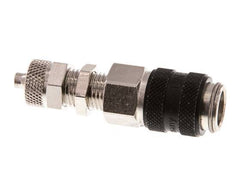 Latón niquelado DN 5 Negro Racor de acoplamiento de aire 4x6 mm Tuerca de unión Pasamuros