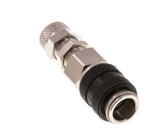 Latón niquelado DN 5 Negro Racor de acoplamiento de aire 4x6 mm Tuerca de unión Pasamuros