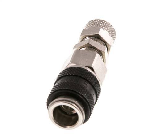 Latón niquelado DN 5 Negro Racor de acoplamiento de aire 4x6 mm Tuerca de unión Pasamuros