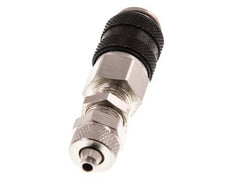 Latón niquelado DN 5 Negro Racor de acoplamiento de aire 4x6 mm Tuerca de unión Pasamuros
