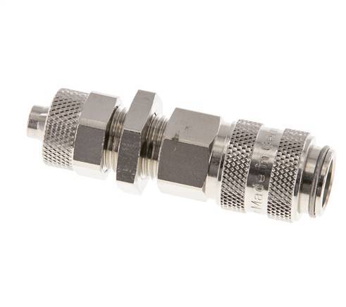 Latón niquelado DN 5 Racor de acoplamiento de aire Tuerca de unión 6x8 mm Pasamuros de cierre doble