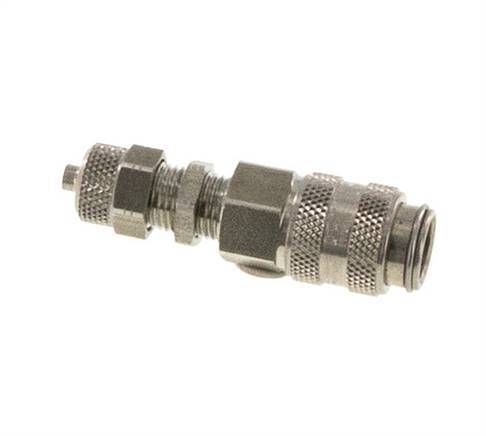 Acero inoxidable DN 5 Acoplamiento de aire Toma 4x6 mm Tuerca de unión Pasamuros Cierre doble