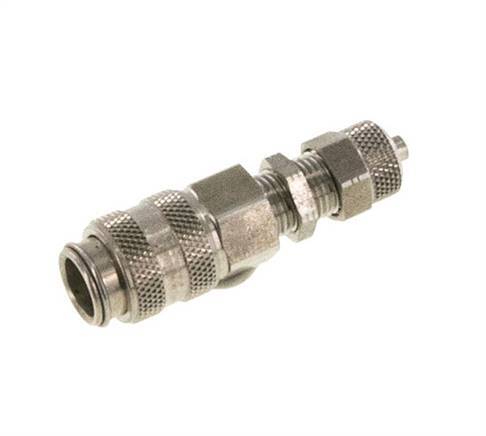 Acero inoxidable DN 5 Acoplamiento de aire Toma 4x6 mm Tuerca de unión Pasamuros Cierre doble
