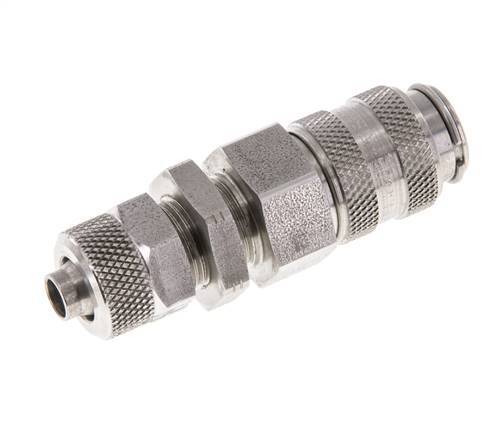 Acero inoxidable DN 5 Acoplamiento de aire Toma 6x8 mm Tuerca de unión Pasamuros Cierre doble
