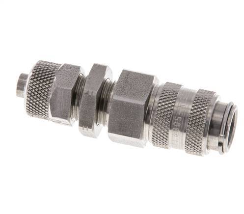 Acero inoxidable DN 5 Acoplamiento de aire Toma 6x8 mm Tuerca de unión Pasamuros Cierre doble