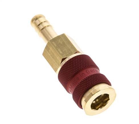Latón DN 7.2 (Euro) Enchufe de anclaje de aire codificado en rojo Pilar de manguera de 9 mm